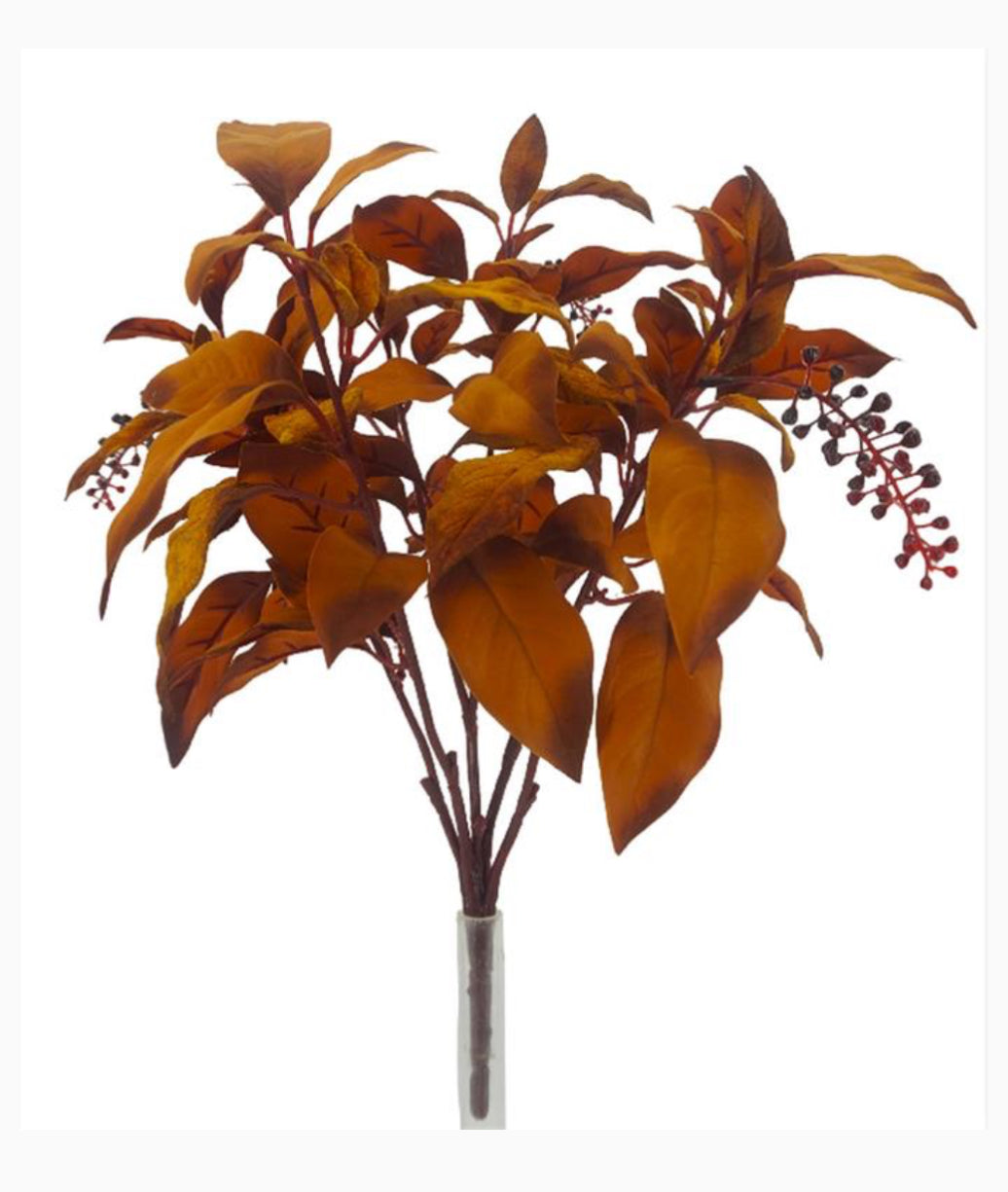 Mustard Velvet Leaf With Berry Bush - 16"