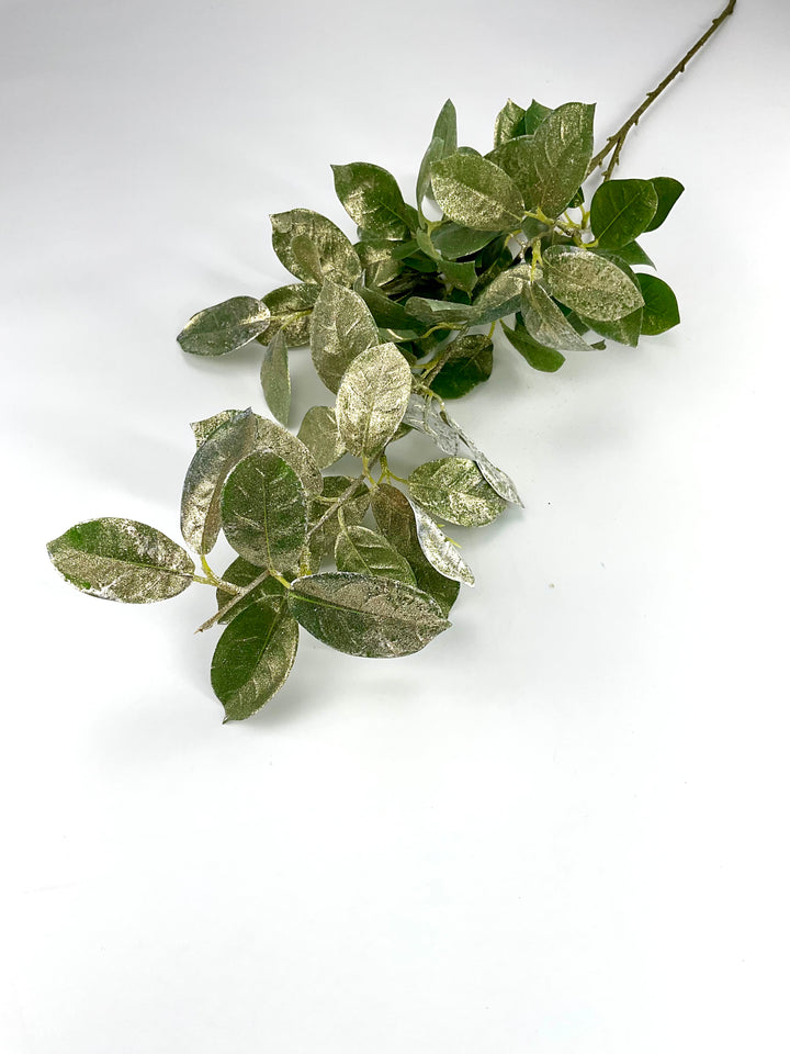 Green and gold washed laurel leaf spray