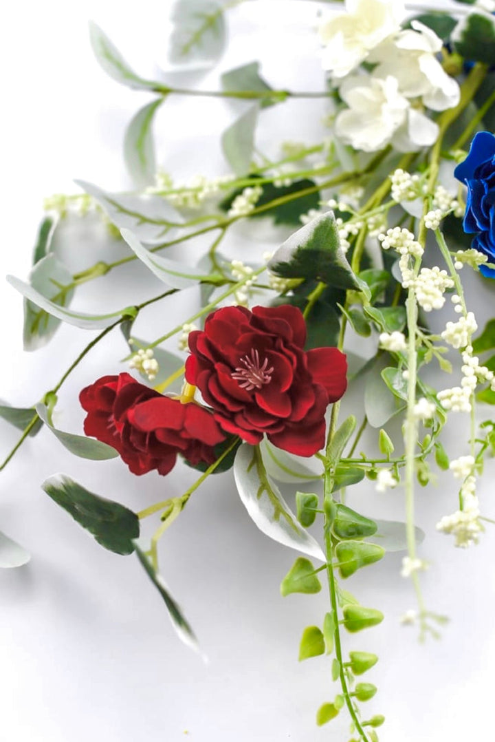 Red, White, And Blue Blossom Flower Spray