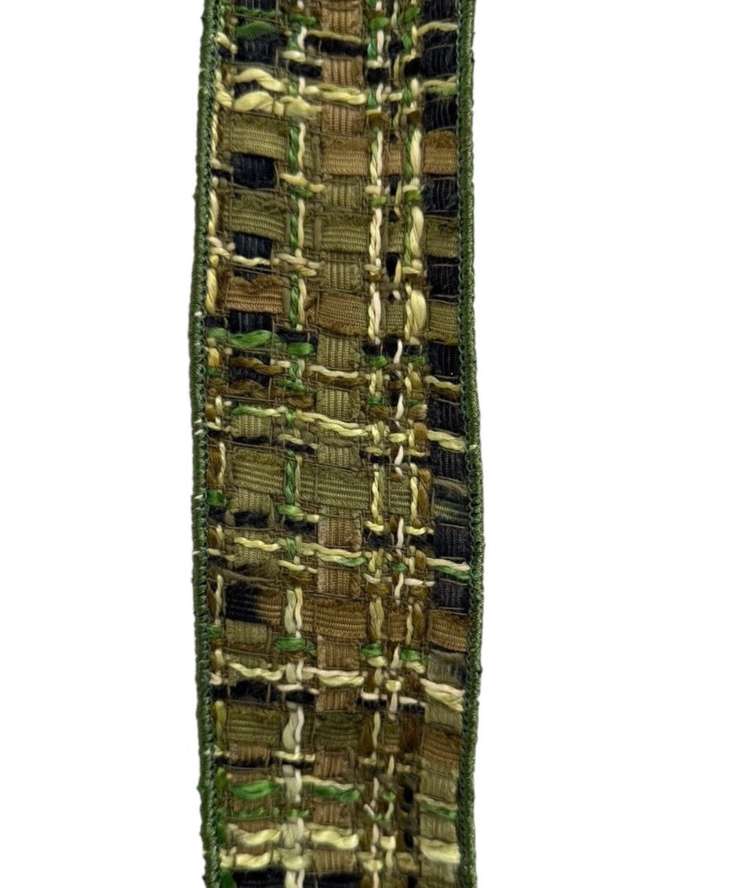 Green & Brown Wired Tweed Ribbon - 2.5"