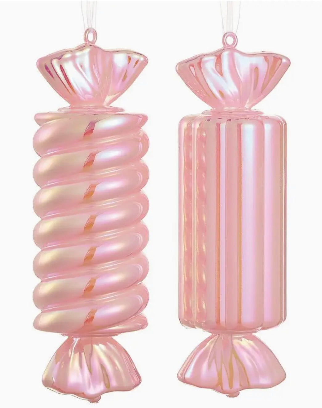 Pearl Pink & Iridescent Candy Ornament Set - 12"