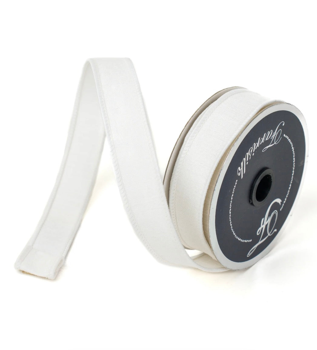 Farrisilk White Dupion Wired Ribbon - 1"