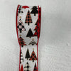 Red black and white patterned trees ribbon, winter ribbon 2.5”