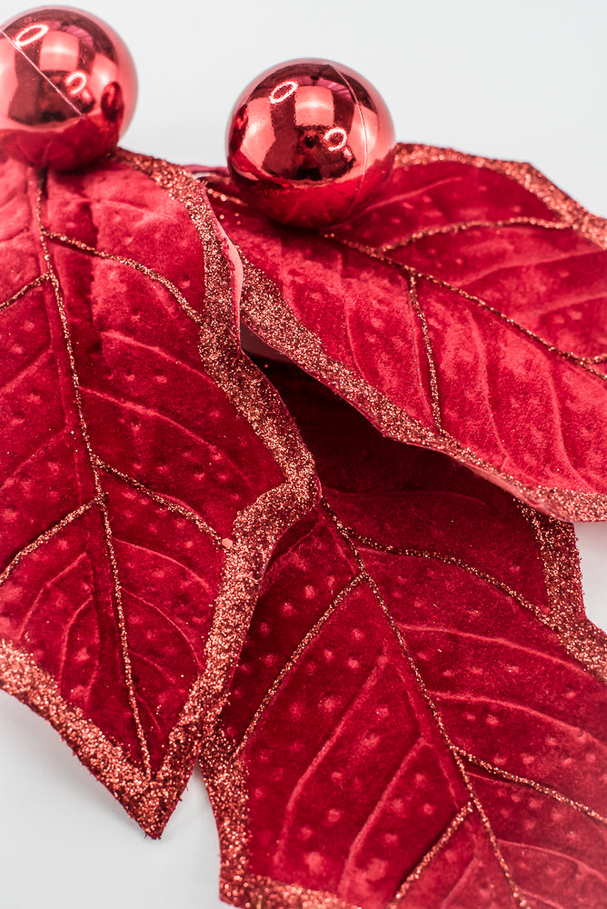 Artificial Red Holly Leaves Spray - 27"