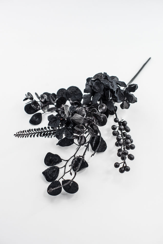 Black Hydrangea Berry Spray