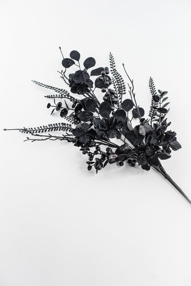 Black Hydrangea Berry Spray