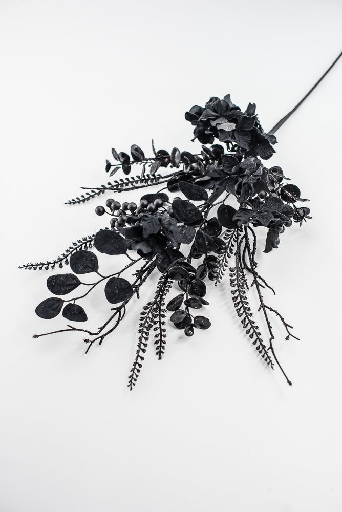Black Hydrangea Berry Spray