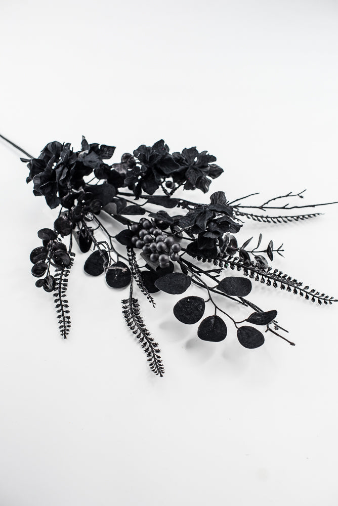 Black Hydrangea Berry Spray