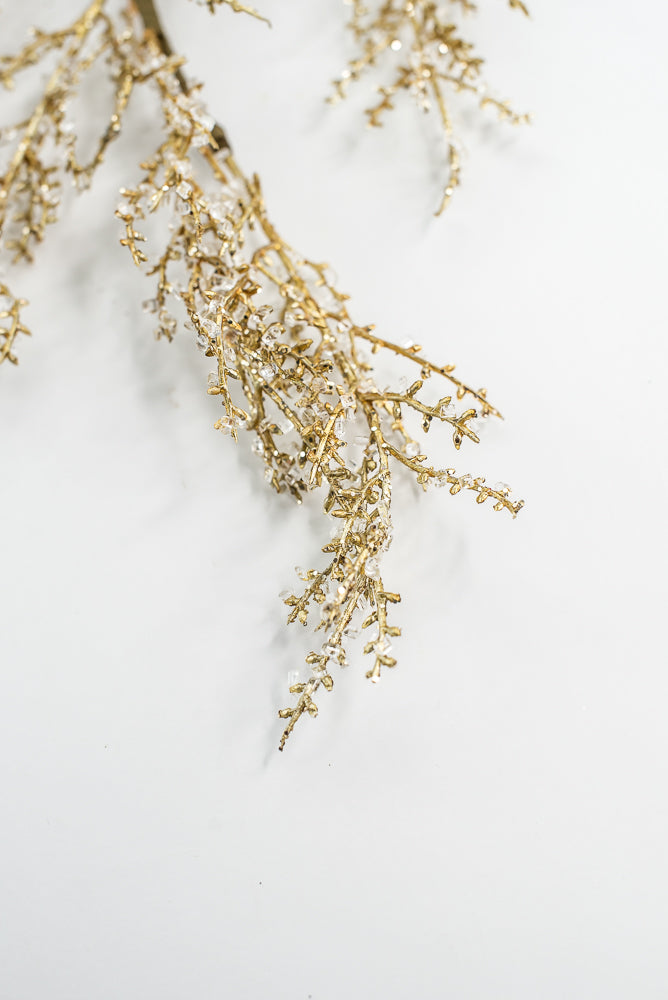Crystal and Gold Iced Twig Spray