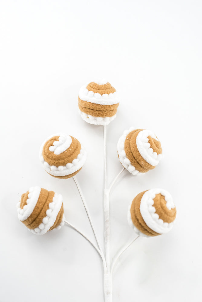Gingerbread Brown & White Stripe Ball Pick - 16"