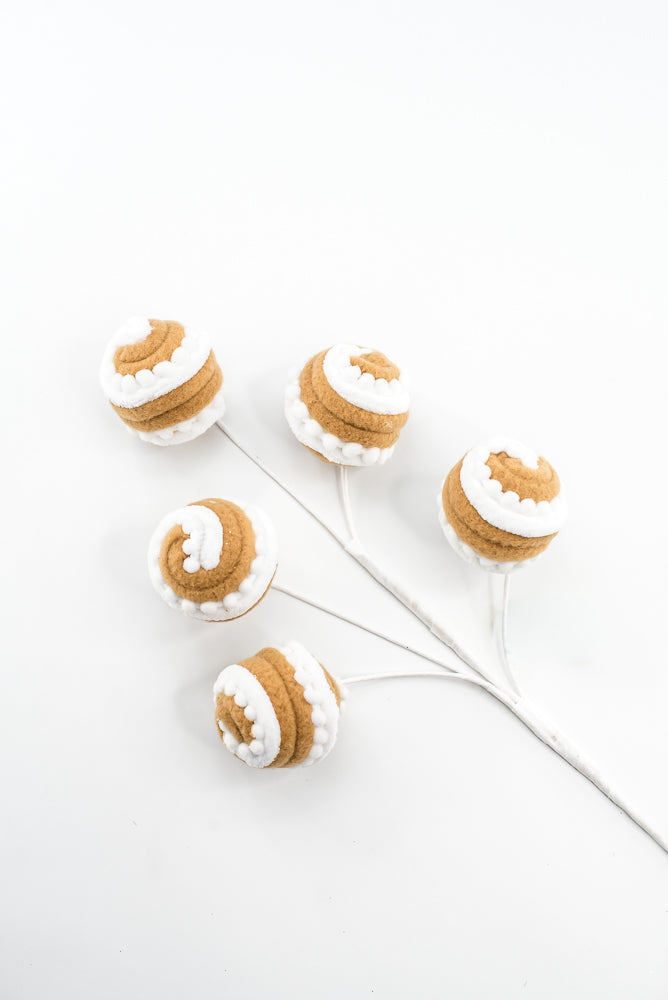 Gingerbread Brown & White Stripe Ball Pick - 16"