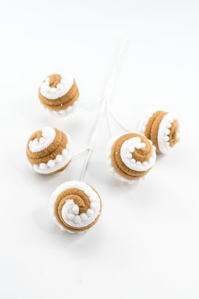Gingerbread Brown & White Stripe Ball Pick - 16"