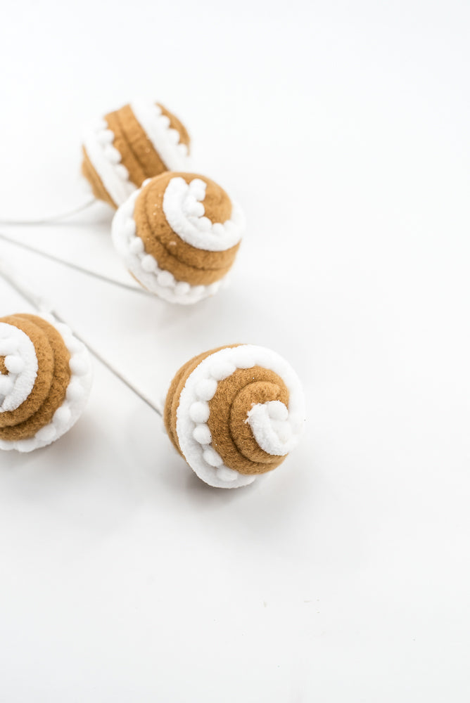 Gingerbread Brown & White Stripe Ball Pick - 16"