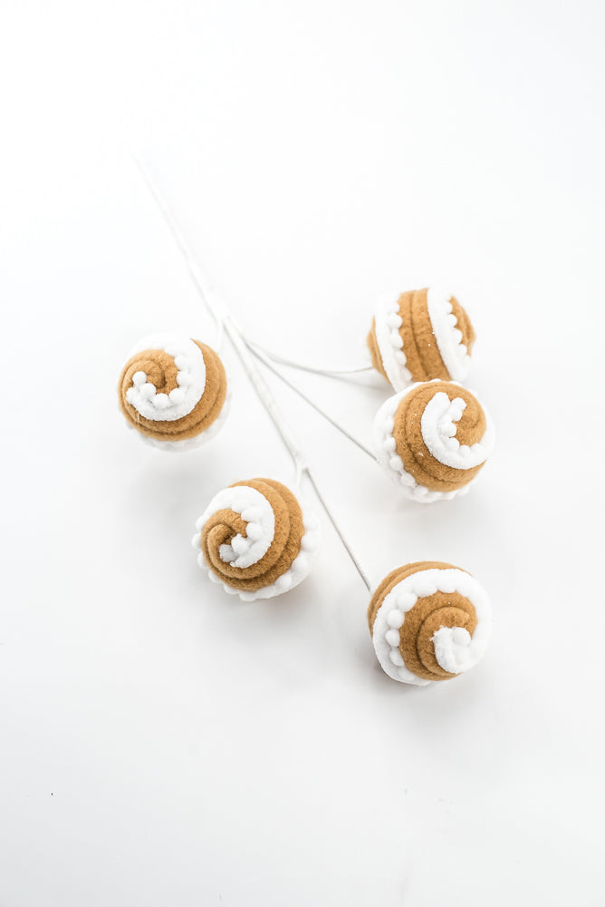 Gingerbread Brown & White Stripe Ball Pick - 16"