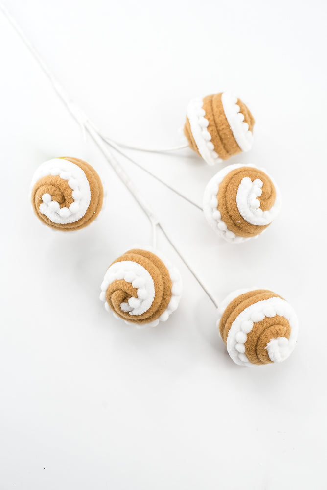 Gingerbread Brown & White Stripe Ball Pick - 16"
