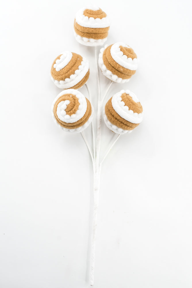 Gingerbread Brown & White Stripe Ball Pick - 16"