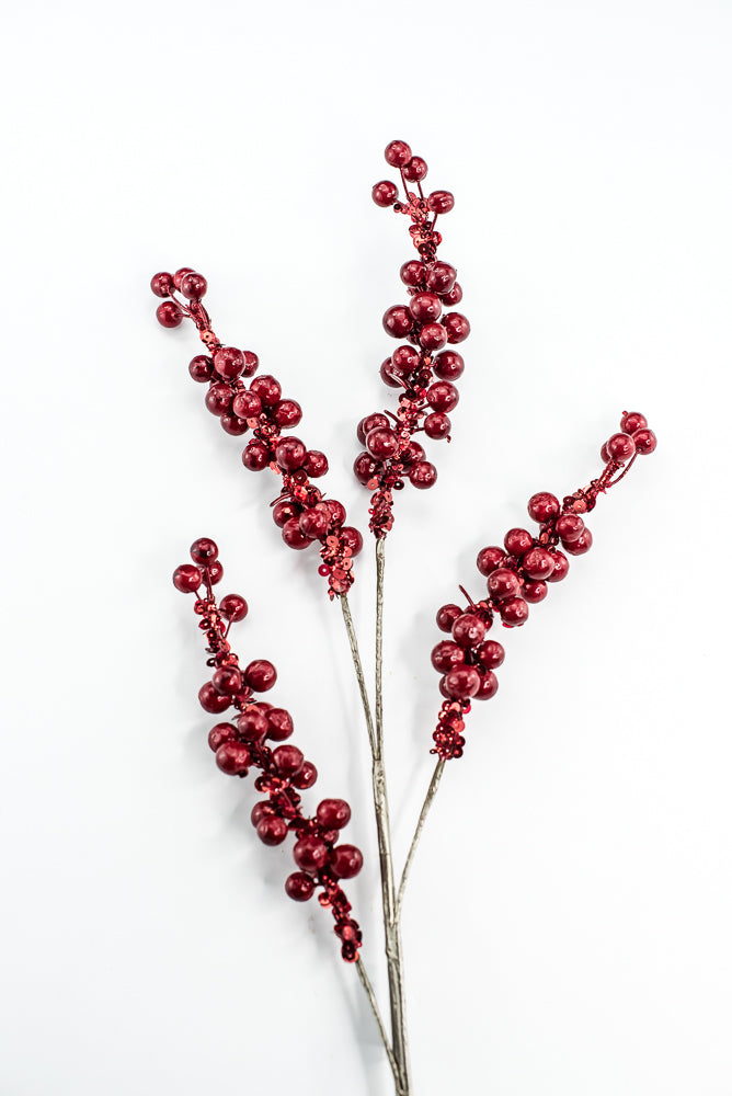 Farrisilk Red Pearls Spray - 30"