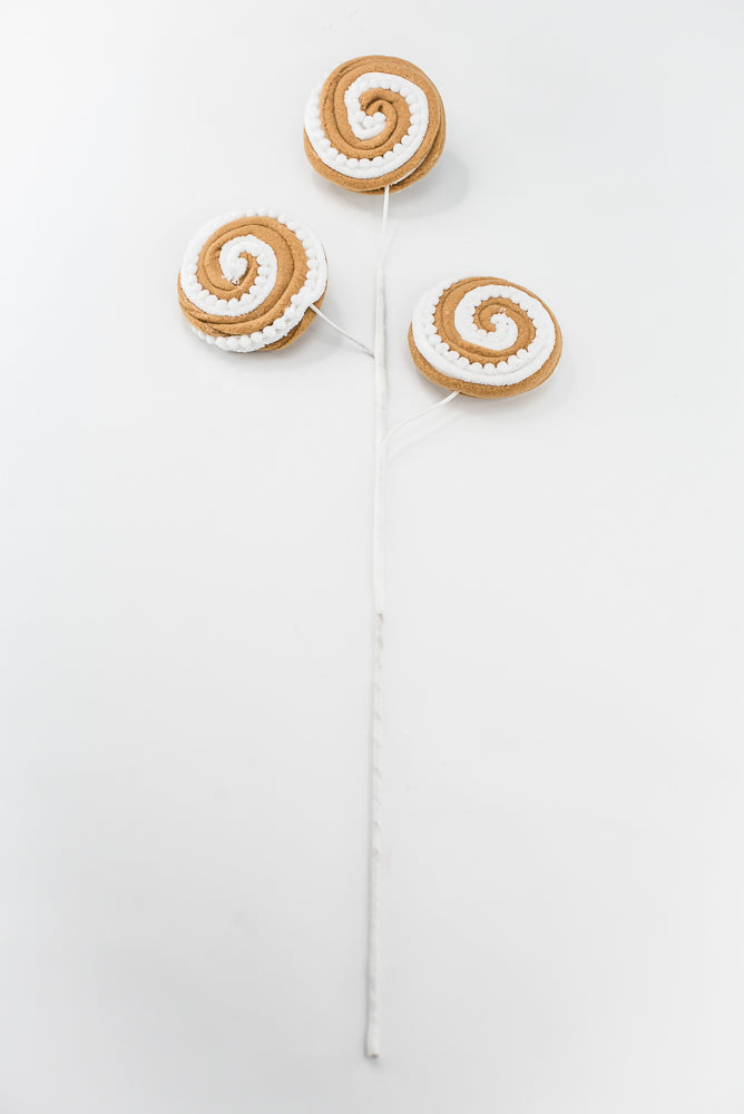 Gingerbread Brown & White Lollipop Spray - 26"