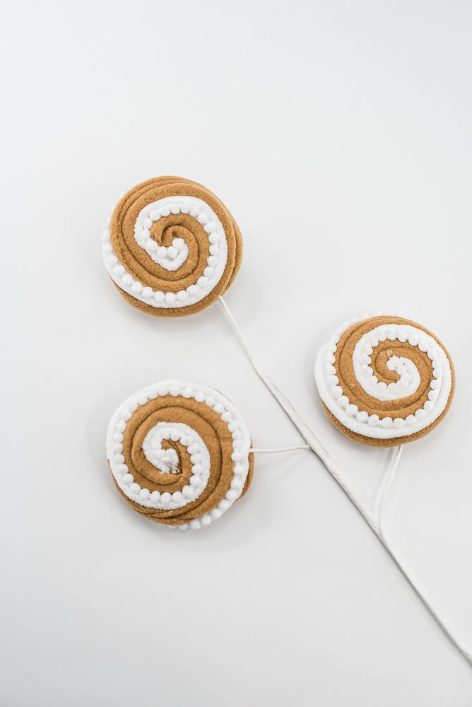 Gingerbread Brown & White Lollipop Spray - 26"