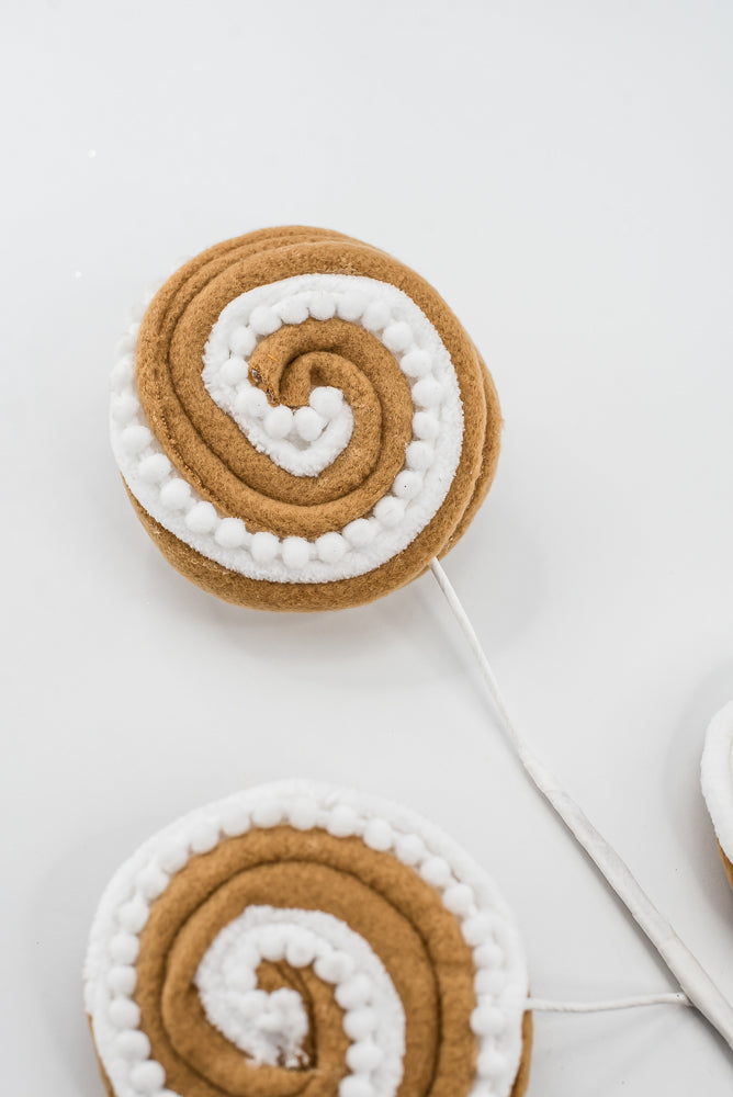 Gingerbread Brown & White Lollipop Spray - 26"