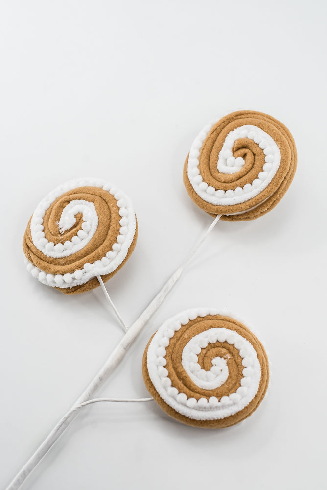 Gingerbread Brown & White Lollipop Spray - 26"