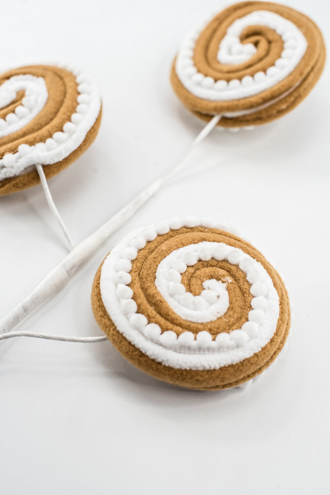 Gingerbread Brown & White Lollipop Spray - 26"