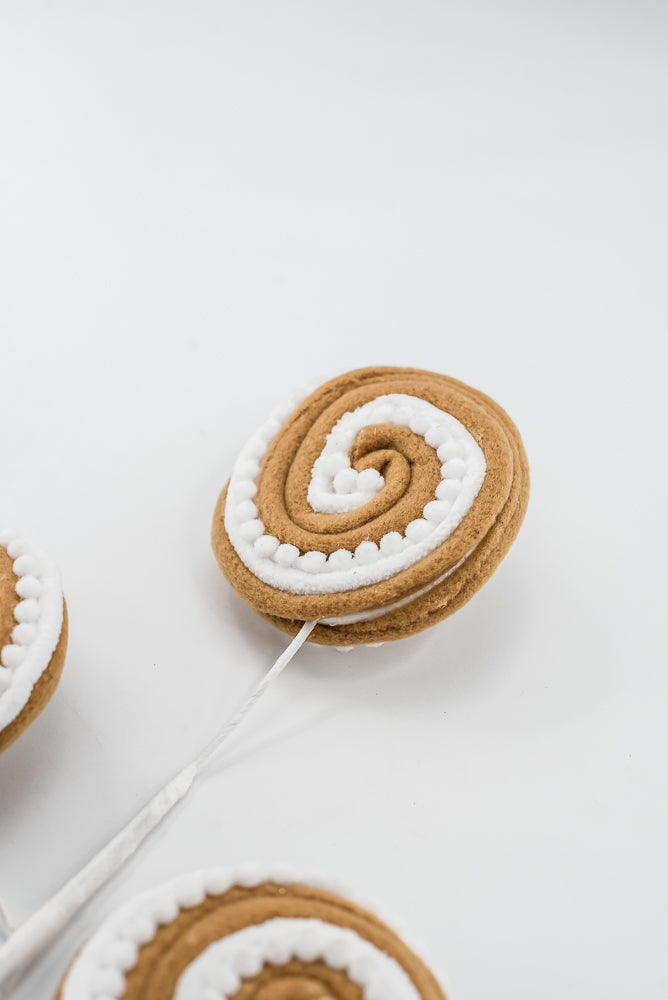 Gingerbread Brown & White Lollipop Spray - 26"