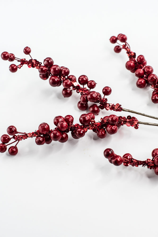 Farrisilk Red Pearls Spray - 30"