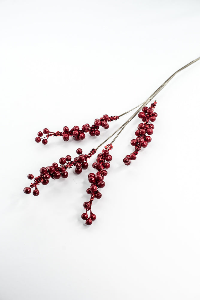 Farrisilk Red Pearls Spray - 30"