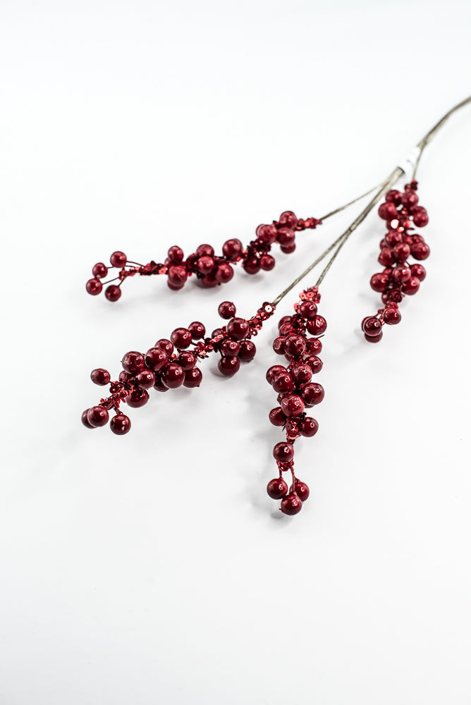 Farrisilk Red Pearls Spray - 30"