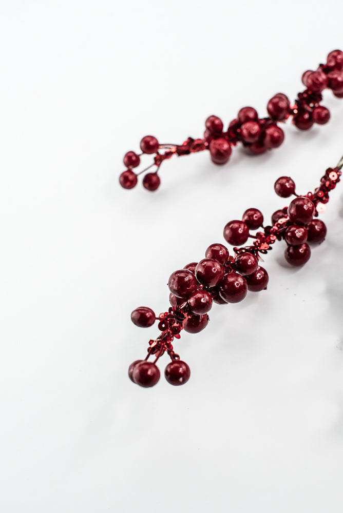 Farrisilk Red Pearls Spray - 30"