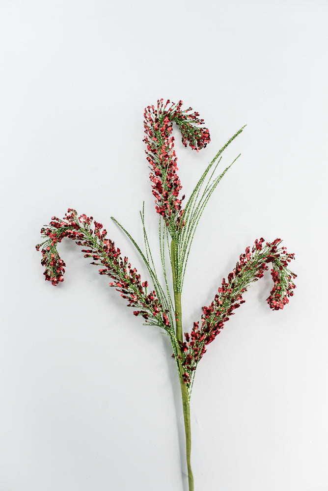 Sequin Red And Green Spiral Spray