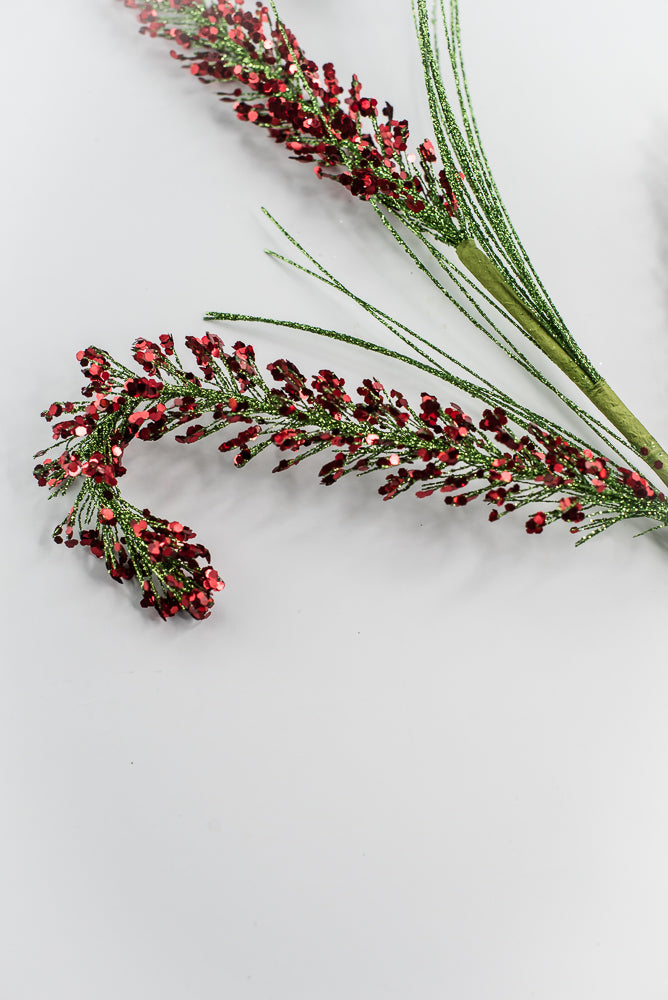 Sequin Red And Green Spiral Spray