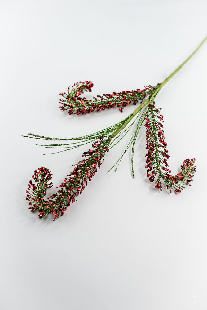 Sequin Red And Green Spiral Spray