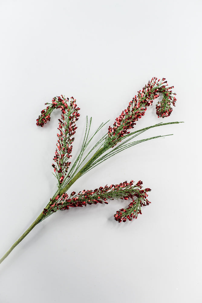 Sequin Red And Green Spiral Spray
