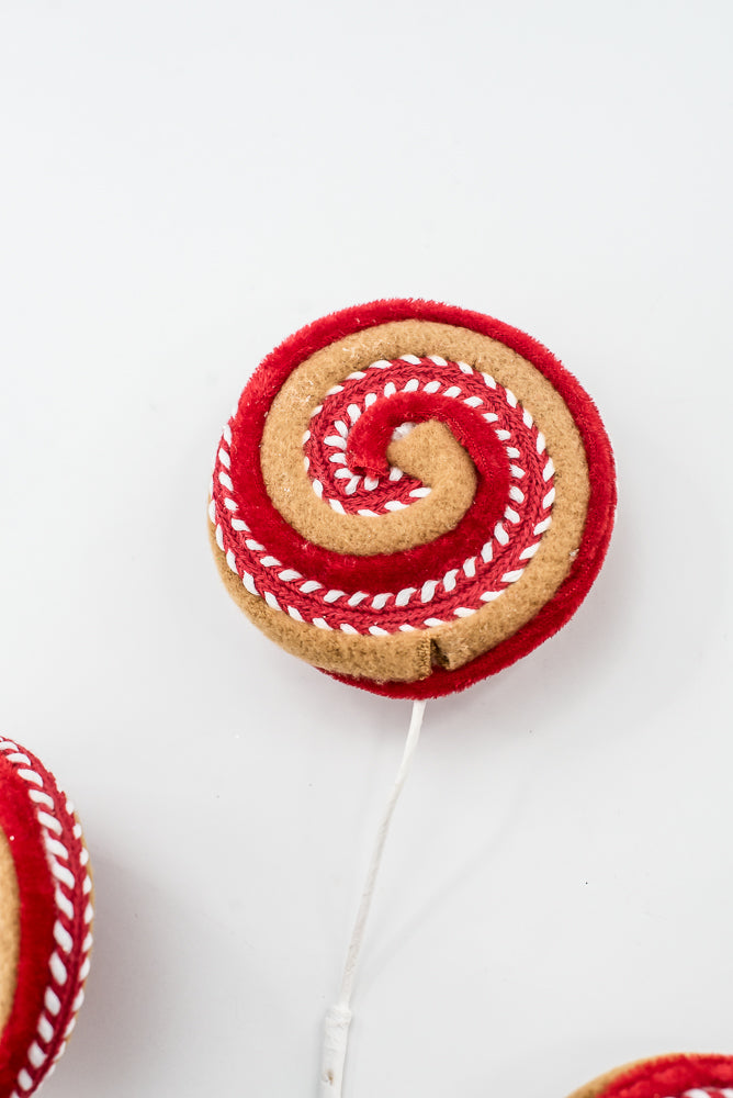 Artificial Red, White & Brown Gingerbread Lollipop Spray