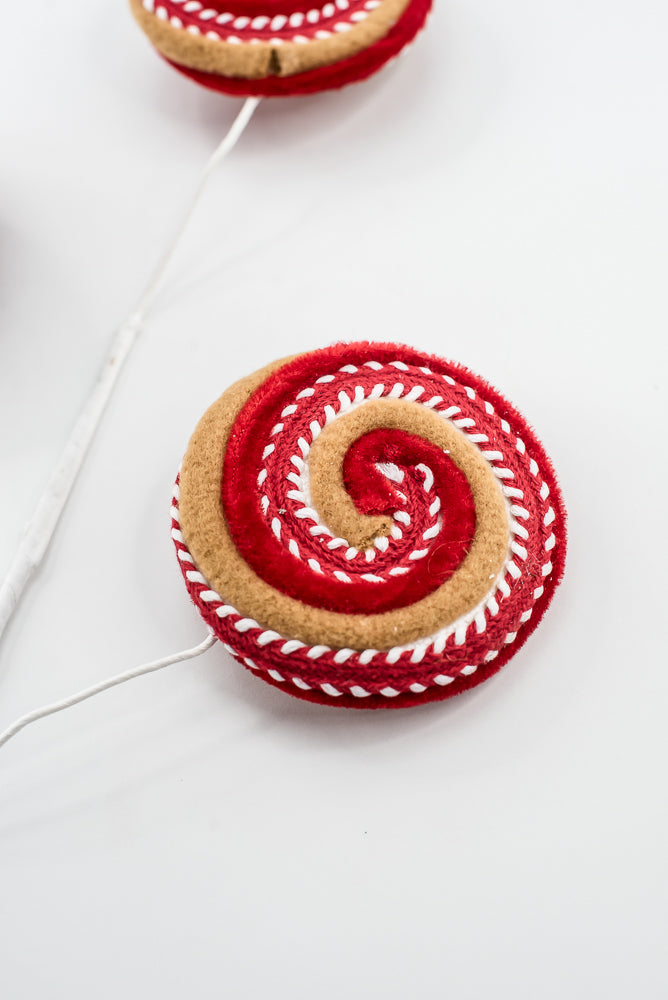 Artificial Red, White & Brown Gingerbread Lollipop Spray