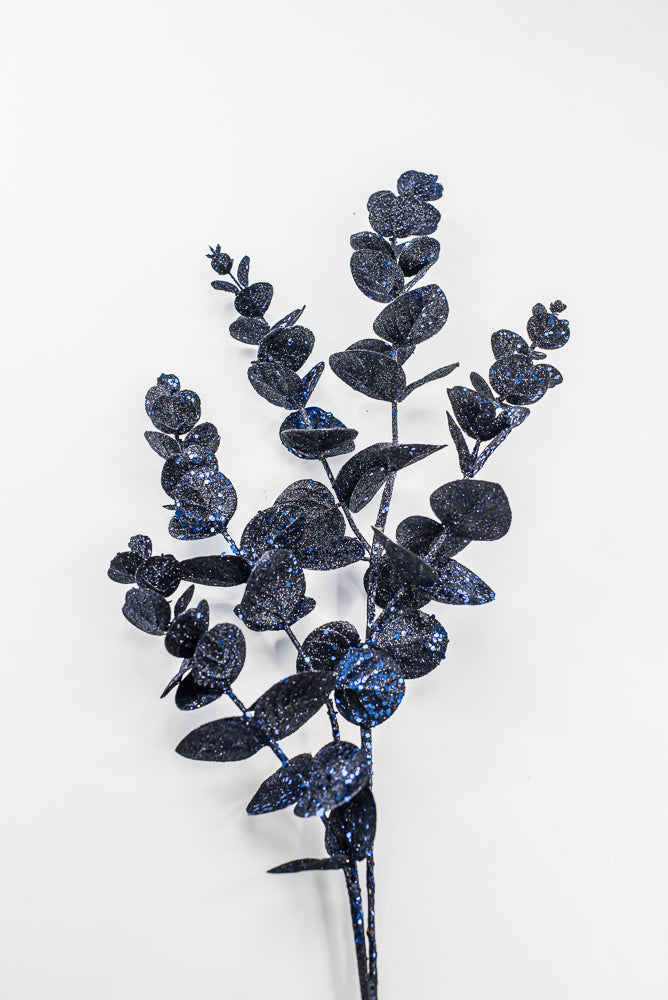Artificial Blue Glitter Eucalyptus Spray - 31"