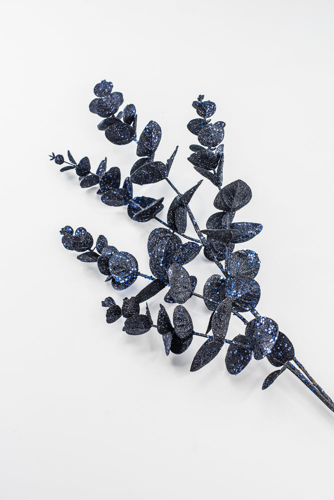 Artificial Blue Glitter Eucalyptus Spray - 31"