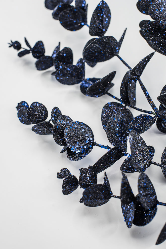 Artificial Blue Glitter Eucalyptus Spray - 31"