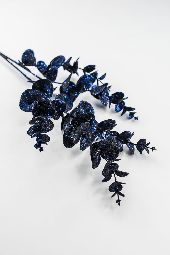 Artificial Blue Glitter Eucalyptus Spray - 31"