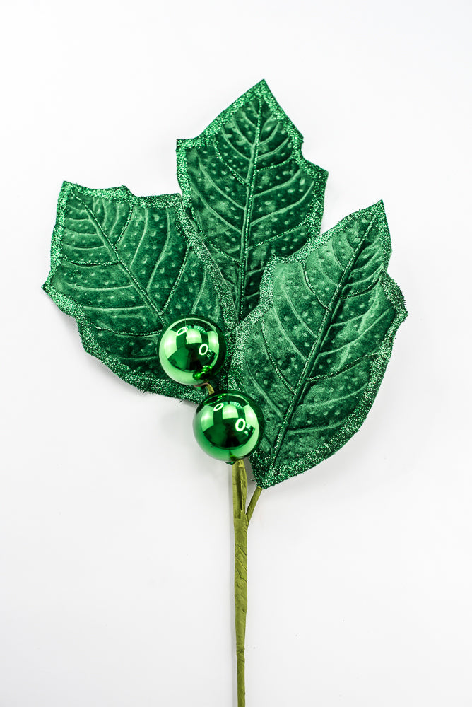 Artificial Green Holly Leaves Spray - 39"