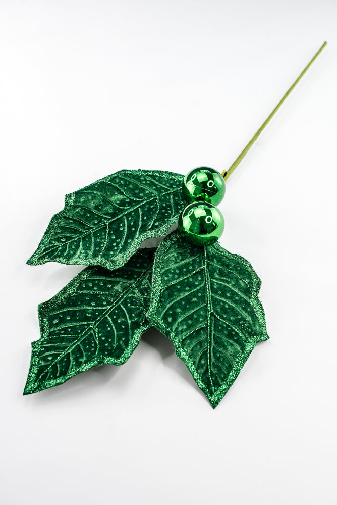 Artificial Green Holly Leaves Spray - 39"