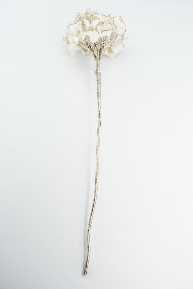 Farrisilk ivory Bejeweled Hydrangea - 6"