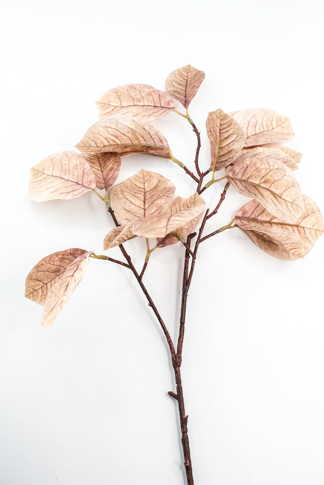 Artificial Magnolia Leaves Spray - beige brown