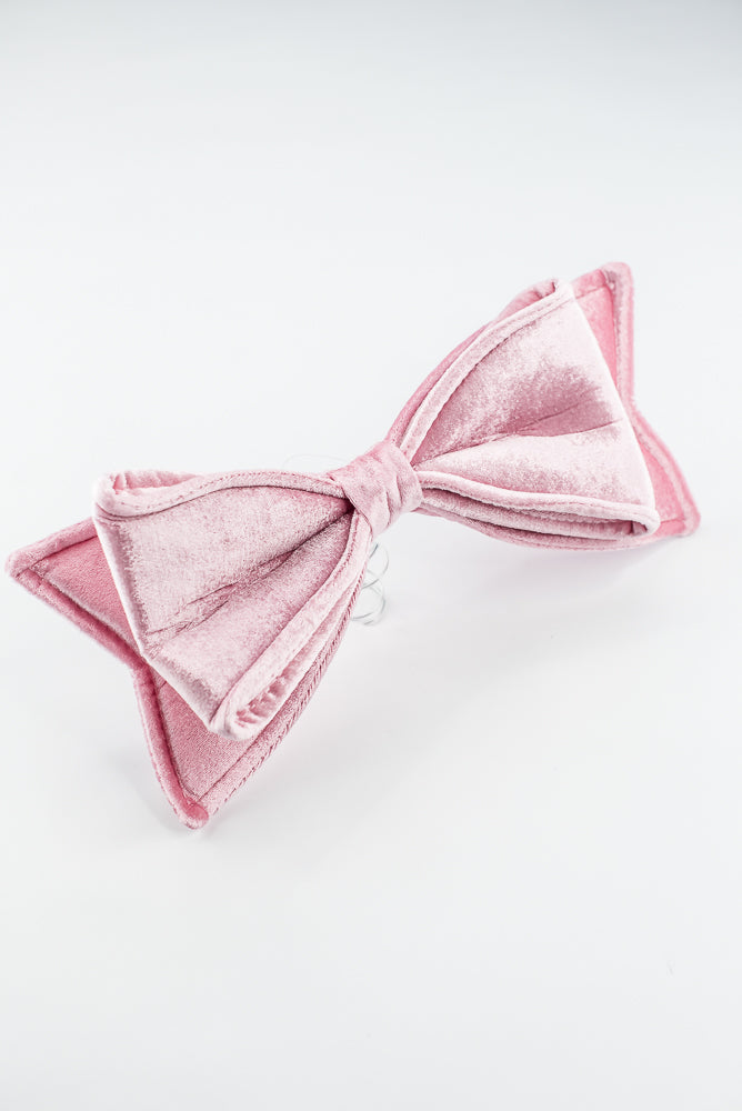 Pink Velvet Bow Ornament - 12” Wide