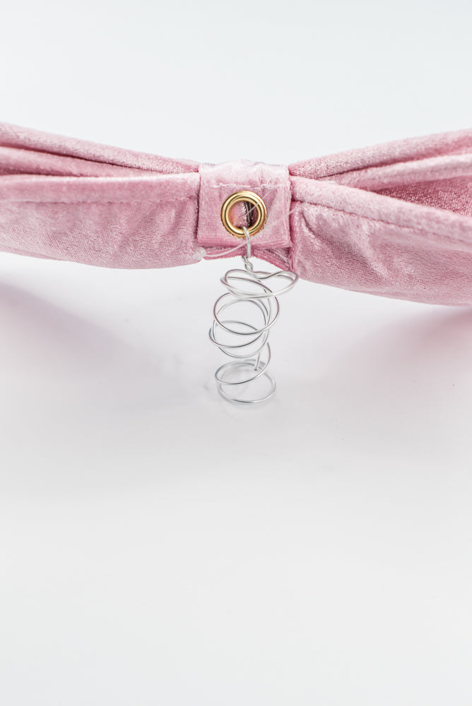 Pink Velvet Bow Ornament - 12” Wide