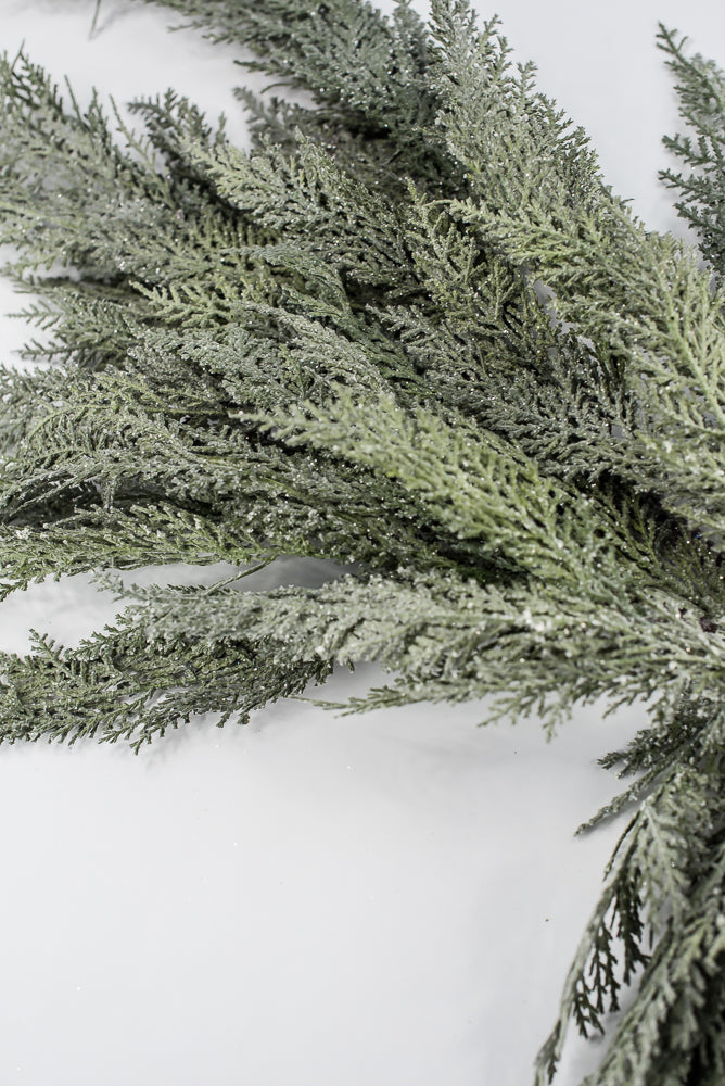 Green Frosted Cedar Mantel Swag - 4'