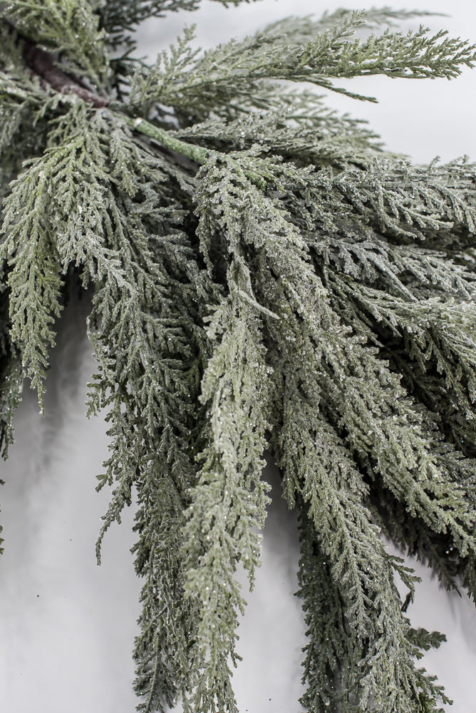 Green Frosted Cedar Mantel Swag - 4'