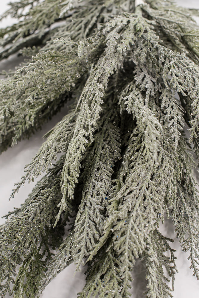 Green Frosted Cedar Mantel Swag - 4'